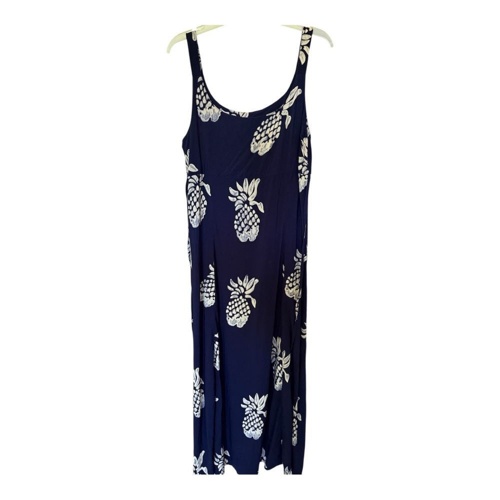Women’s Navy Blue Pineapple Print Sun Dress Size Medium